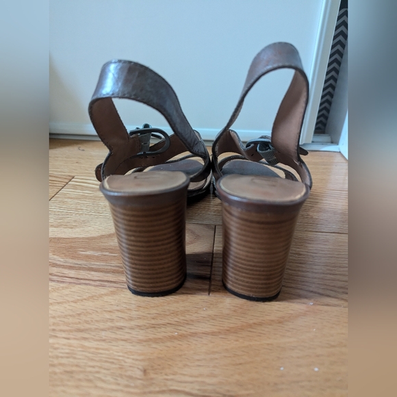 Nicole Brown Leather Heeled Sandals - Picture 3 of 7